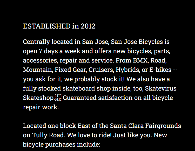 San Jose Bicycles reviews