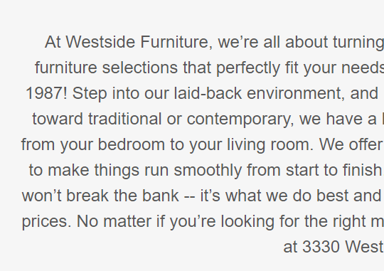 Westside Furniture reviews