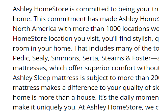Ashley HomeStore reviews