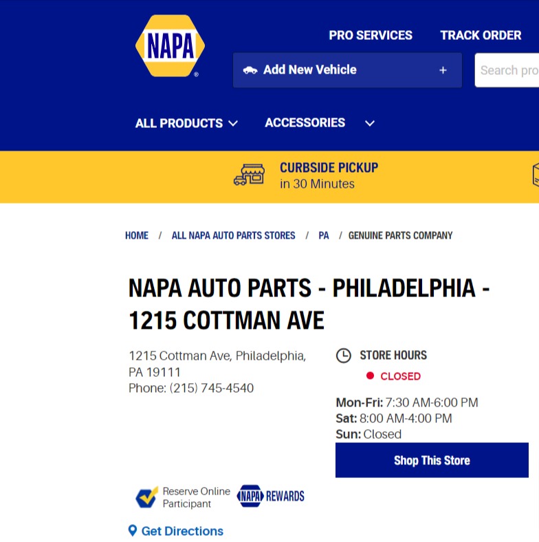 NAPA Auto Parts reviews
