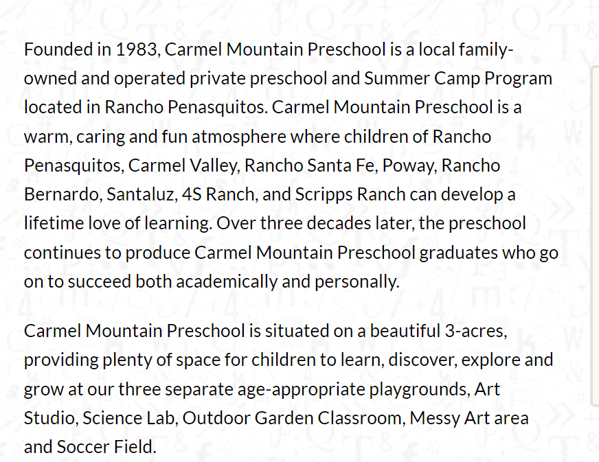 Carmel Mountain Preschool reviews