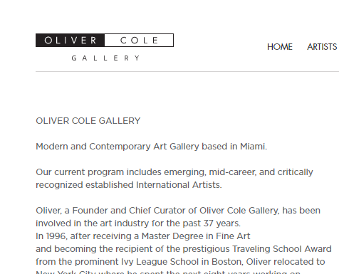 Oliver Cole Gallery reviews