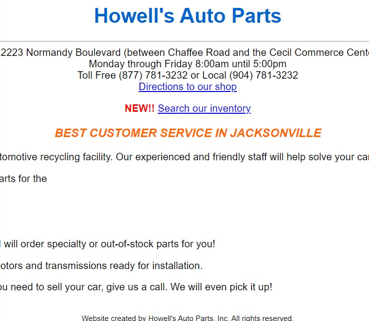 Howell's Auto Parts reviews
