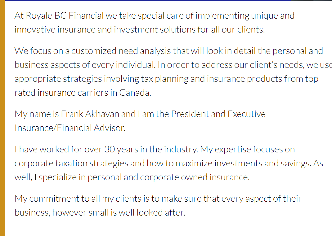 Royale British Columbia Financial Inc reviews