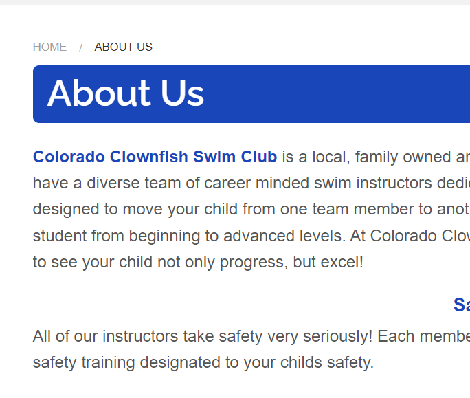Colorado Clownfish Swim Club reviews
