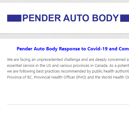 Pender Auto Body Ltd reviews