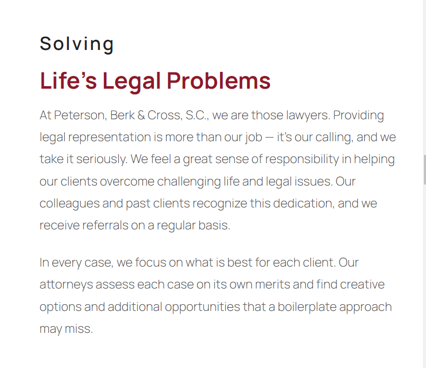 Peterson, Berk & Cross, S.C. reviews