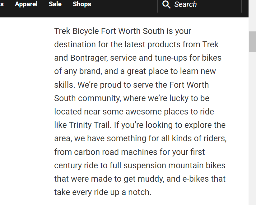 Trek Bicycle Fort Worth South reviews