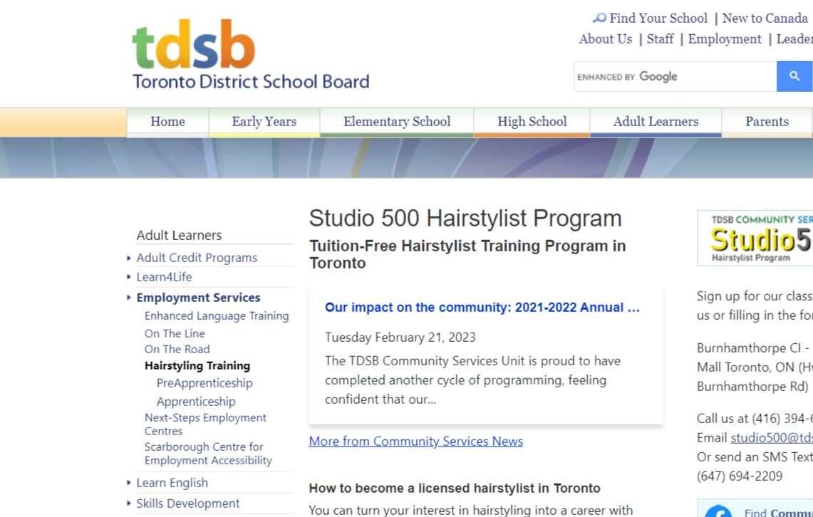 Studio 500 Hairstylist Apprenticeship Program reviews