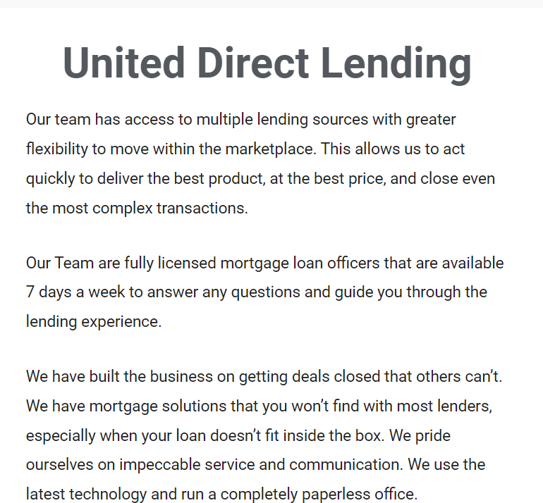United Direct Lending reviews