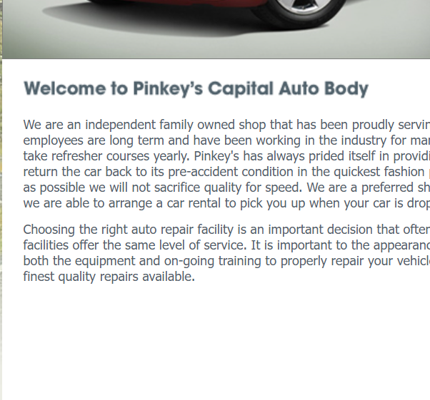 Pinkey's Capital Auto Body reviews