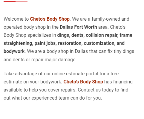 Cheto's Body Shop reviews
