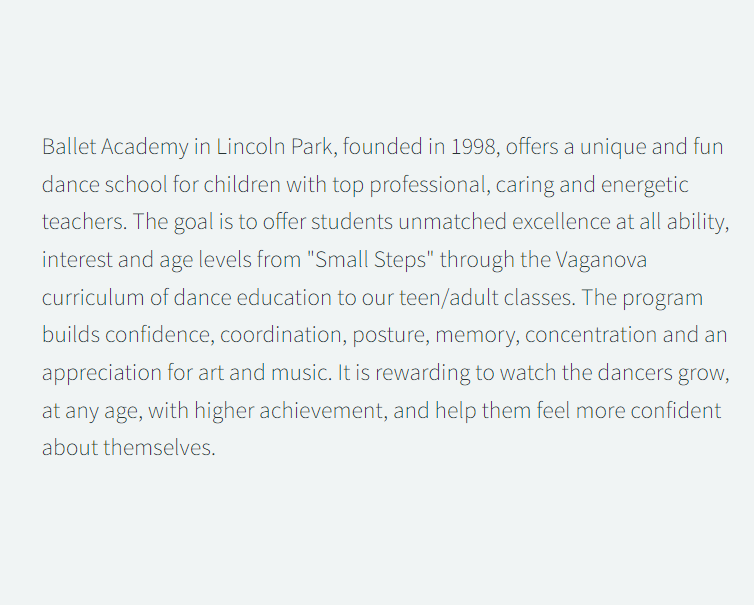 Ballet Academy Lincoln Park reviews