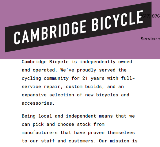 Cambridge Bicycle reviews