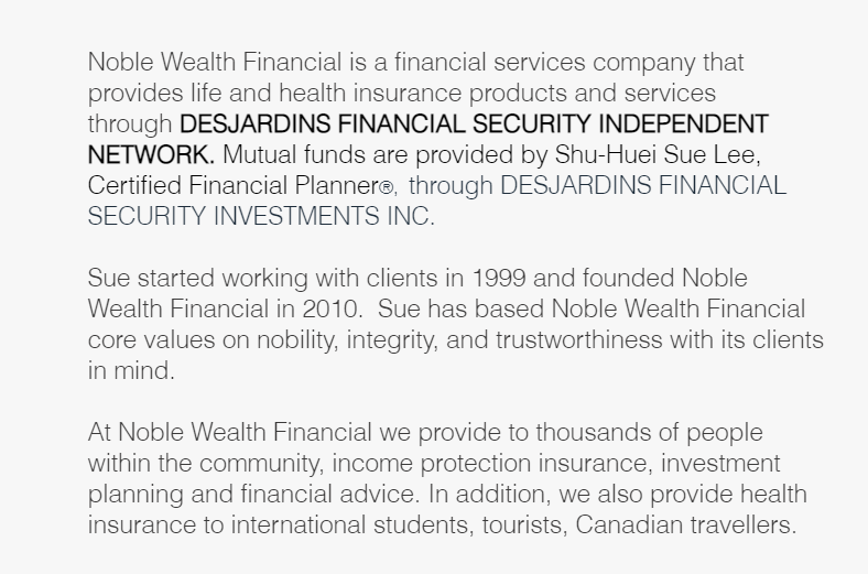 Noble Wealth Financial Inc. reviews