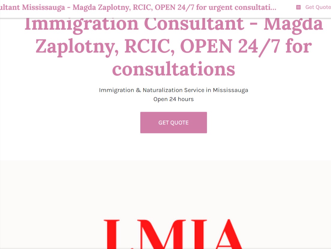 Immigration Consultant Mississauga - Magda Zaplotny, RCIC, OPEN 24/7 for urgent consultations reviews