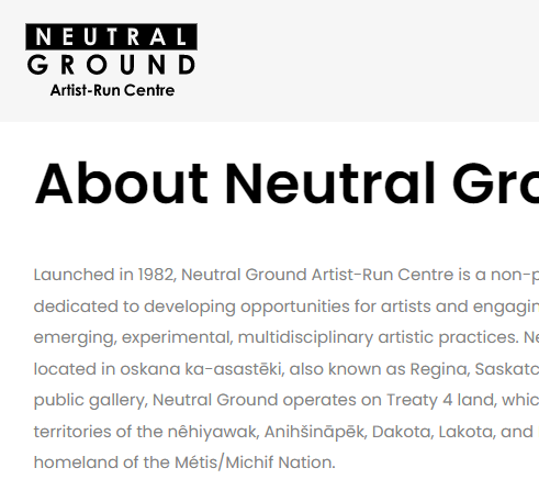 Neutral Ground Artist Run Centre reviews