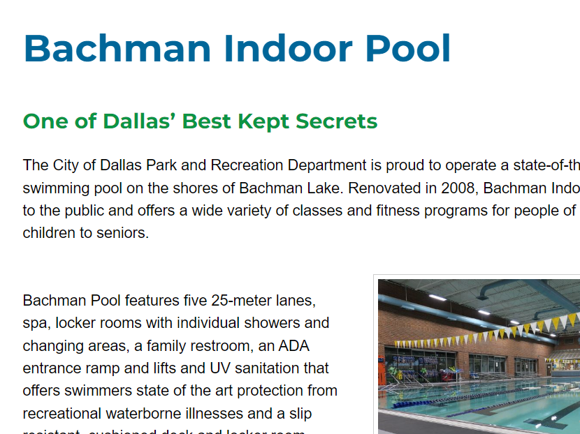 Bachman Indoor Pool reviews