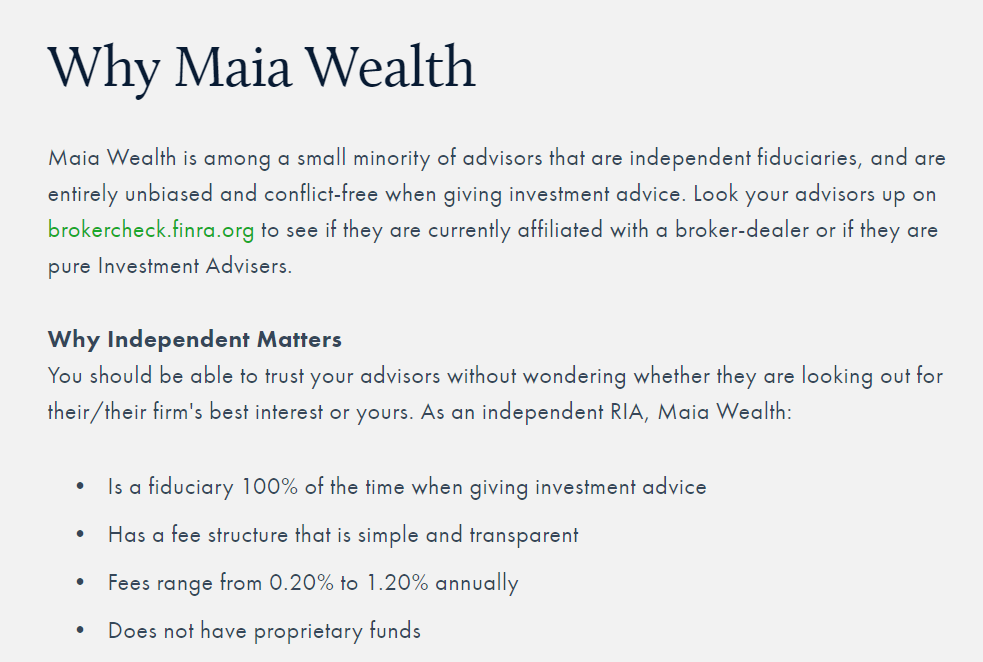 Maia Wealth reviews