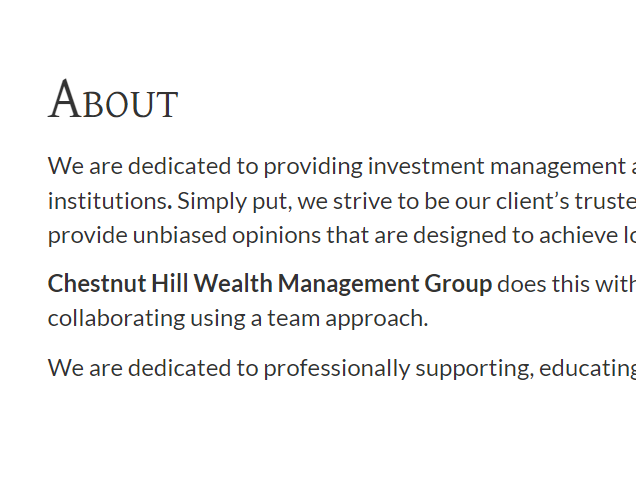Chestnut Hill Wealth Management Group reviews