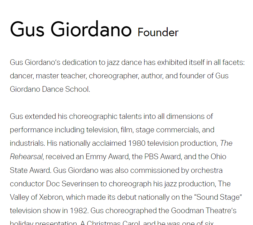 Gus Giordano Dance School reviews