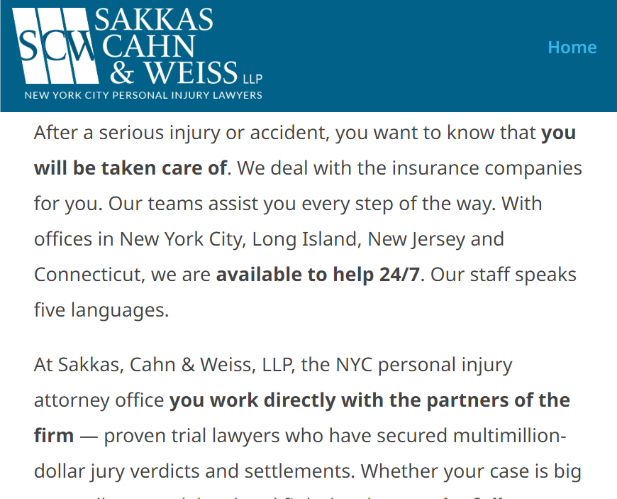 Sakkas, Cahn & Weiss, LLP reviews