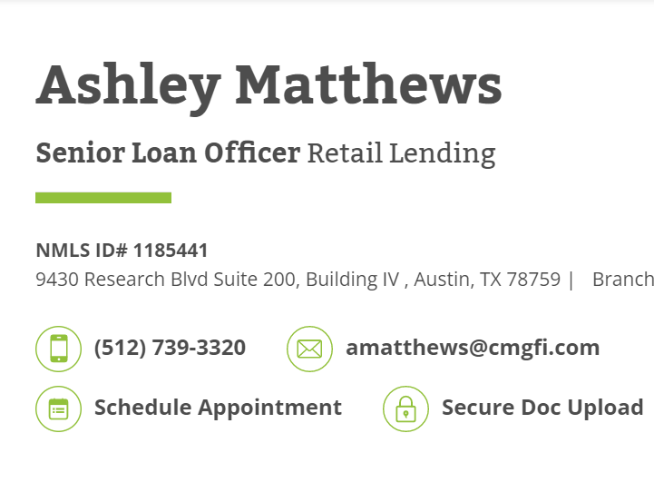 Ashley Matthews - CMG Home Loans Mortgage Loan Officer NMLS# 1185441 reviews