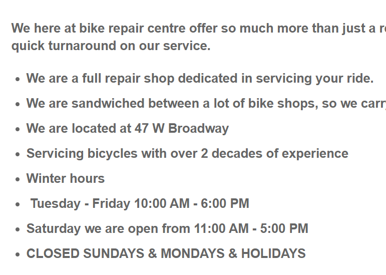 Bike Repair Centre reviews