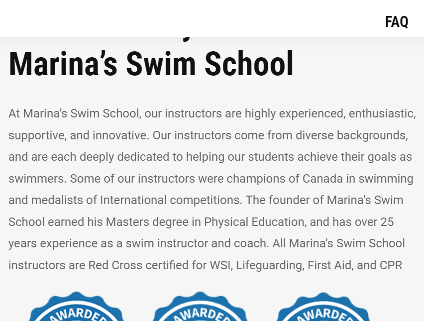 Marina's Swim School reviews