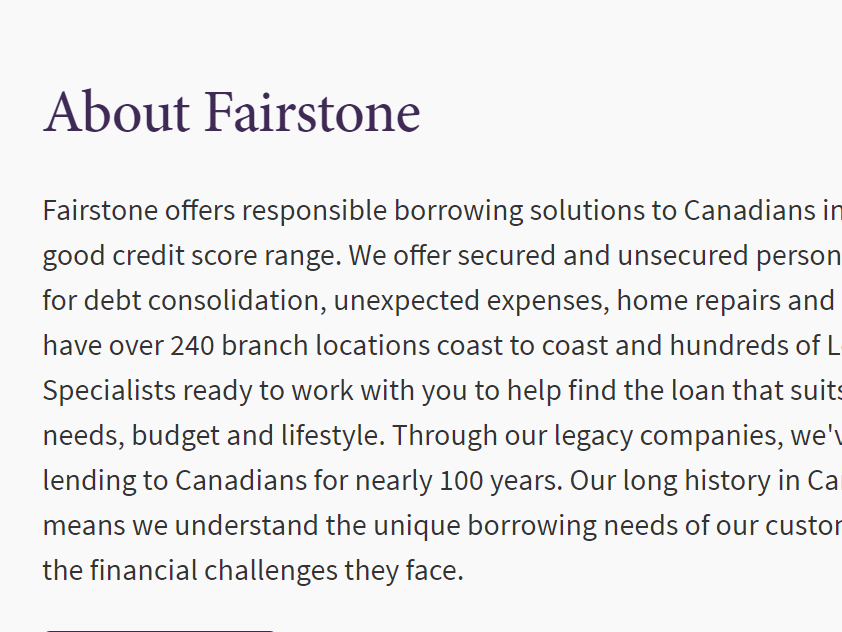 Fairstone reviews