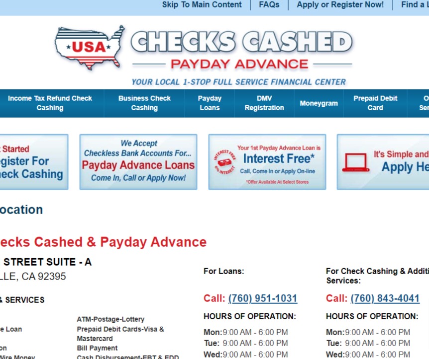 USA Checks Cashed & Payday Advance reviews