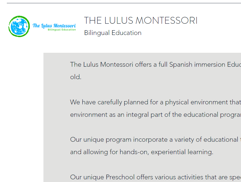 The Lulus Montessori Bilingual Preschool reviews