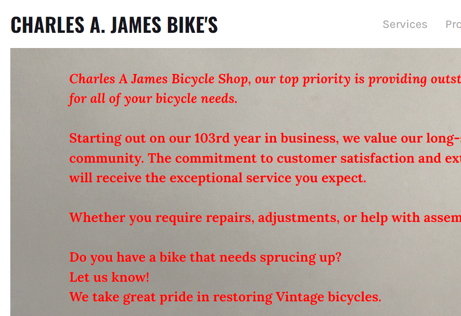 Charles A James Bicycle Shop reviews
