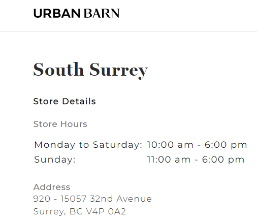 Urban Barn South Surrey reviews